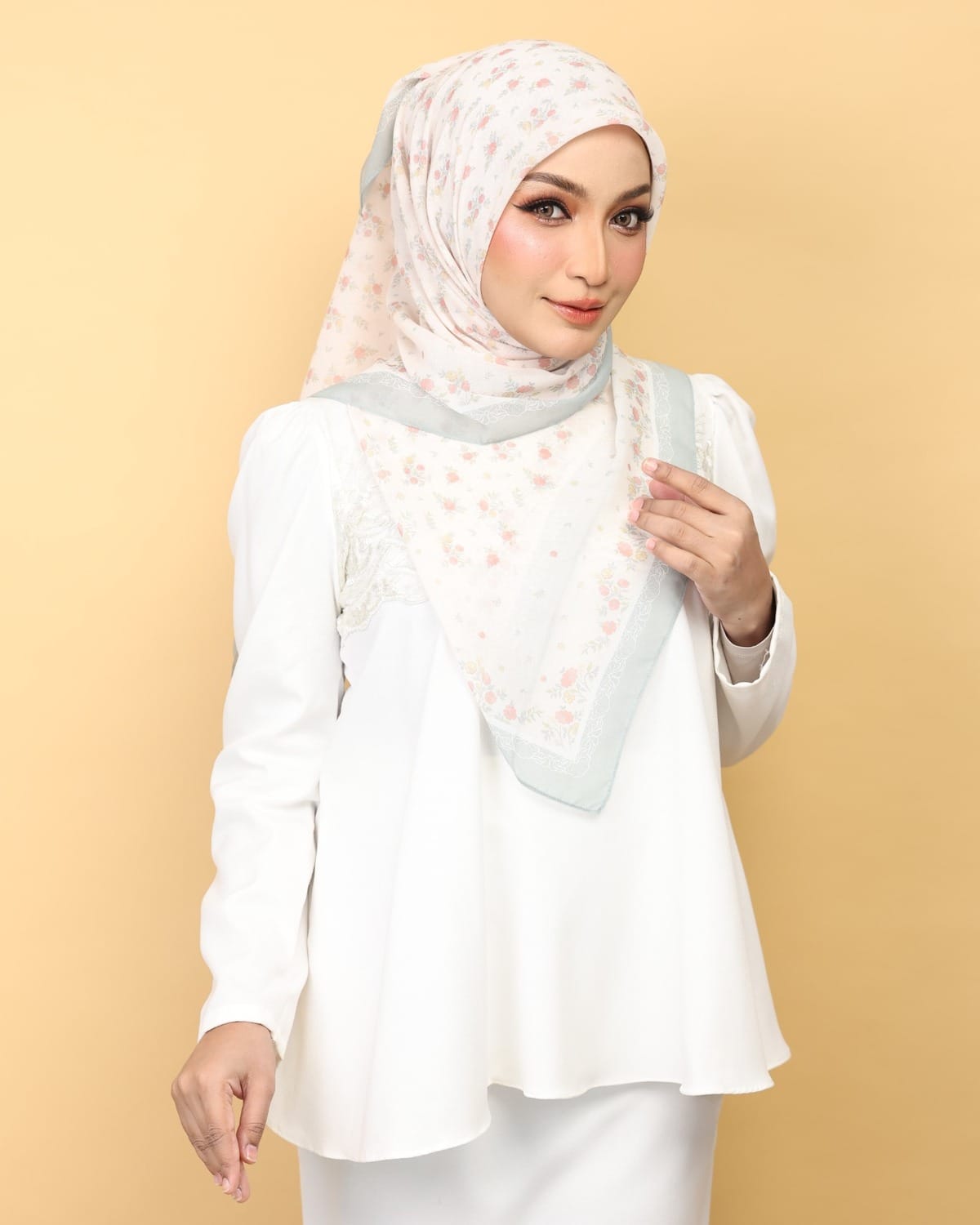 Atlea Lumea Edition – Soft Sage Premium Cotton Voile Bawal Atlea Lumea Edition Soft Sage premium cotton voile bawal with soft floral design for daily wear